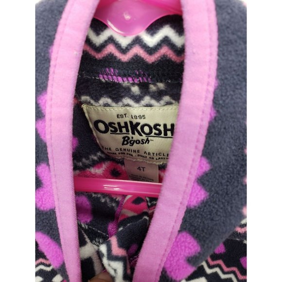 Osh Kosh B'Gosh Purple Black Heart Pullover Fleece  Jacket Size 4T - Picture 2 of 7